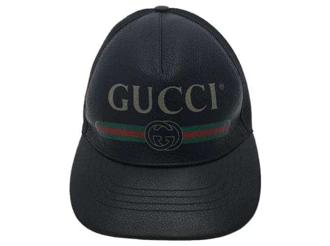 **Gucci Black Leather Cap  ref.913502