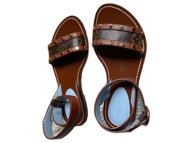 Louis Vuitton sandals 37 Brown Leather  ref.913506