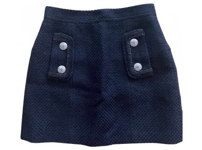 Minifalda Chanel azul marino lana 38