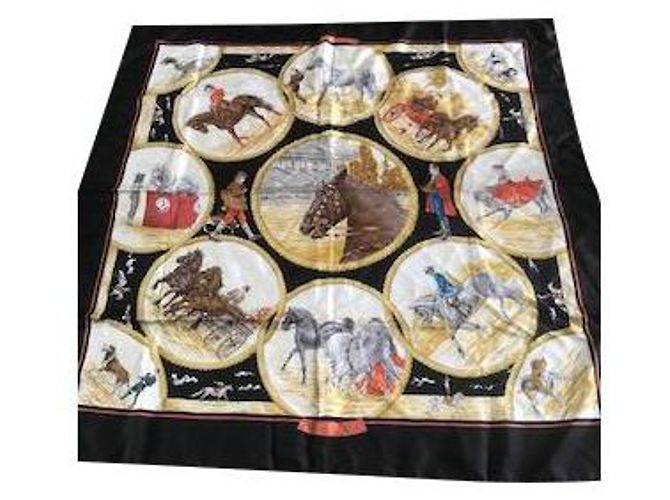 Foulard Hermès Auteuil a maggio seta nera Nero