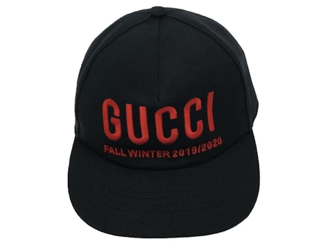 **Gucci Black Cotton Cap Red  ref.913627