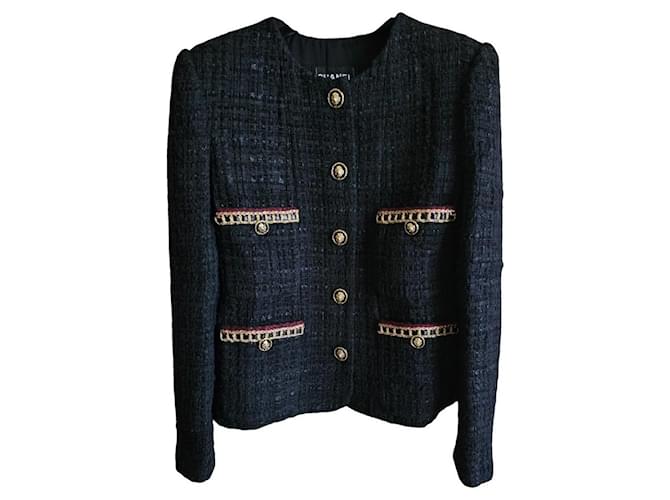 chanel tweed jacket Black Golden  ref.913643