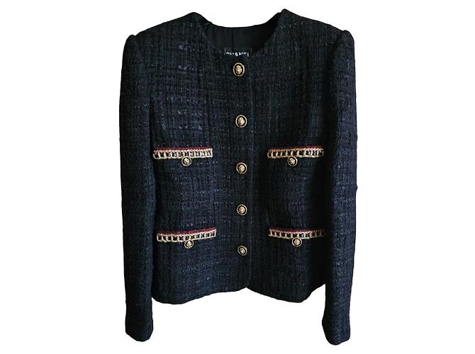 CHANEL Tweedjacke Schwarz Golden