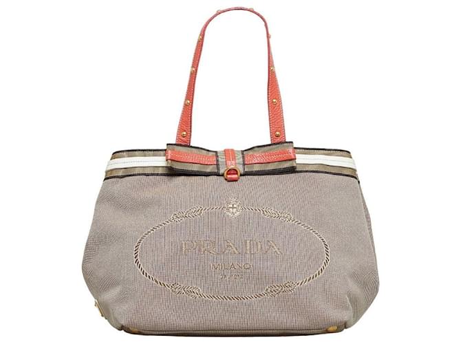 Prada Canapa Logo Handbag Bronze Cloth  ref.913737