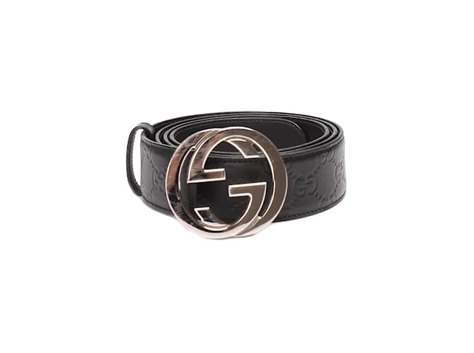 Cintura in pelle Gucci Guccissima con firma Cintura in pelle 411924 in buone condizioni Nero  ref.913738