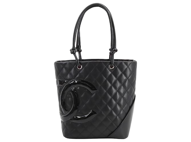 Chanel Cambon Line Black Leather Tote Bag (Pre-Owned)