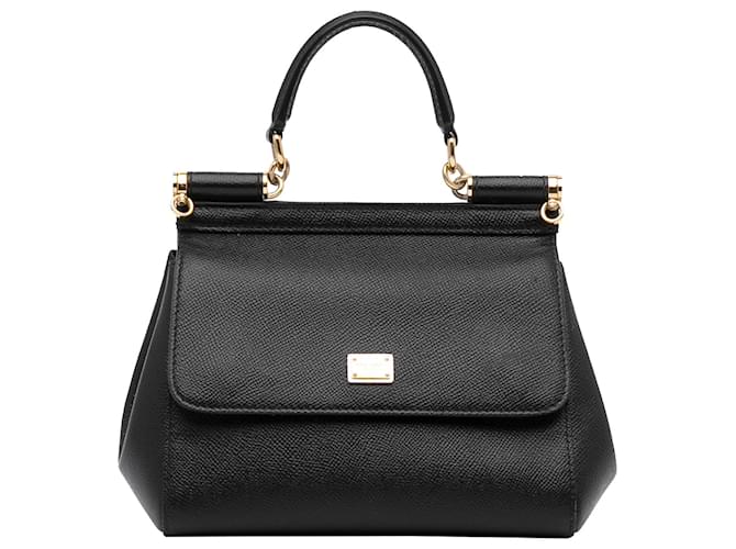 Sicily Mini Leather Shoulder Bag in Black - Dolce Gabbana