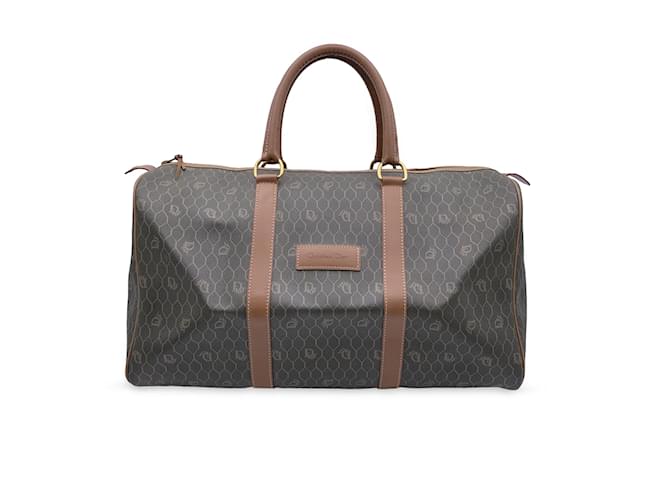 Christian Dior Vintage Monogram Duffle Travel Unisex Bag Handbag Brown Cloth  ref.914414