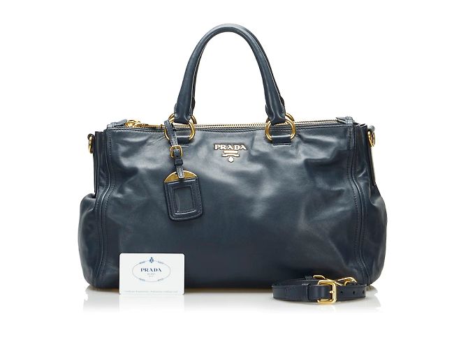 Double Zip Prada Bn2324 Prada Vitello Daino Bluette Soft Calf 2way