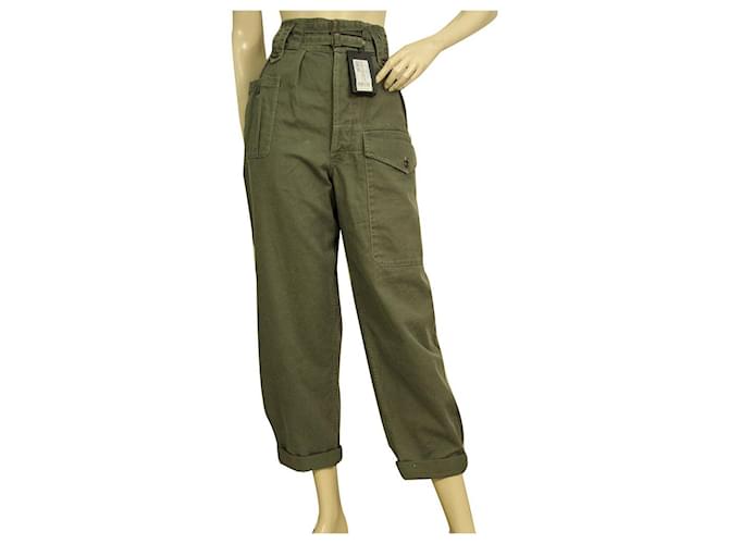 Canvas cargo trousers - Khaki green - Ladies