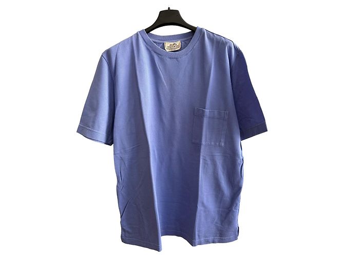 Hermès Vintage cotton piquet tshirt Light blue