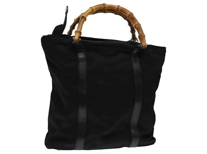 GUCCI Bamboo Hand Bag Nylon Black Auth bs5044  ref.914519