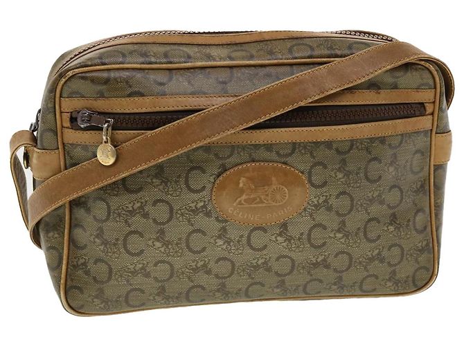 Céline CELINE C Borsa a tracolla in tela di macadam Beige Auth 41264