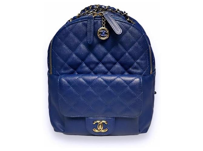 Chanel CC Day Backpack 19C, 2019 Cruise Resort Royal Blue Caviar
