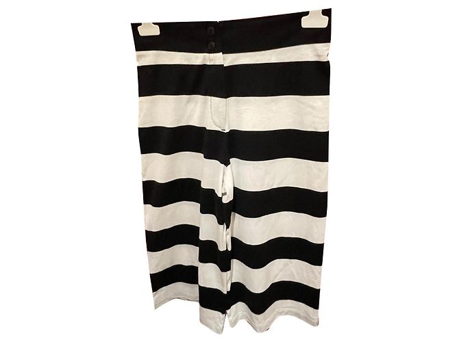 Pantaloni cropped Agnès b. gessati bianchi e neri in cotone Nero Bianco