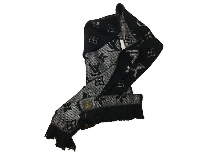 Sciarpa Louis Vuitton Logomania in lana nera Nero