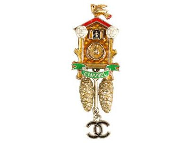 Rare Limited Edition Chanel Cuckoo Clock Brooch  Pin Multiple colors