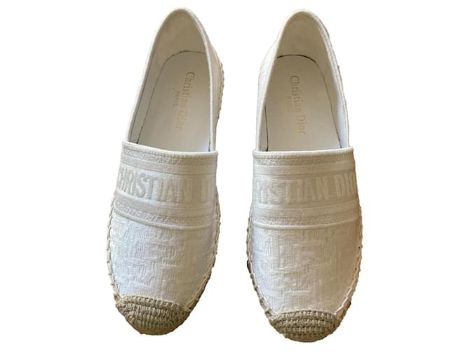 Christian Dior Espadrilles werden blanchiert Weiß Leinwand  ref.915537