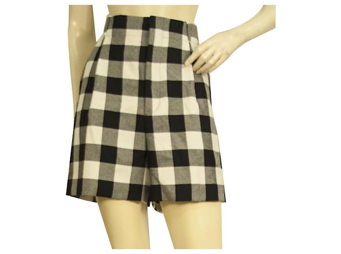 Christian Dior shorts xadrez preto e branco calça bermuda de lã US 4 IT 40 Multicor  ref.915540