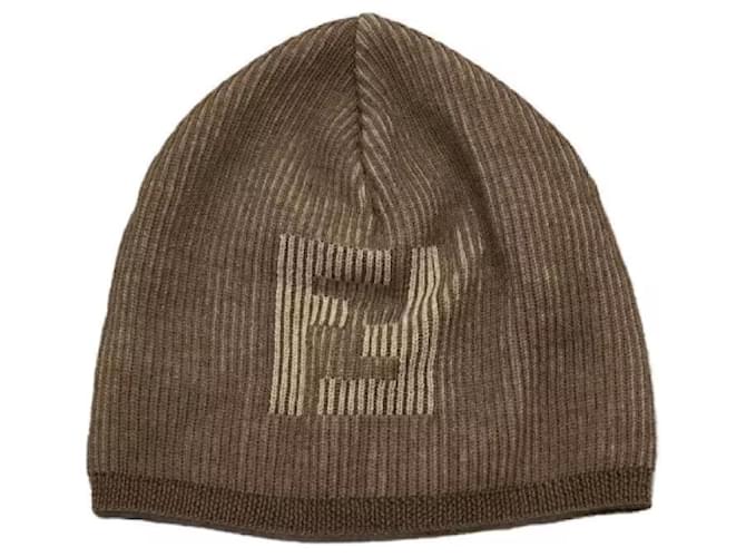 **Braune Zucca-Strickmütze von Fendi Wolle  ref.915547