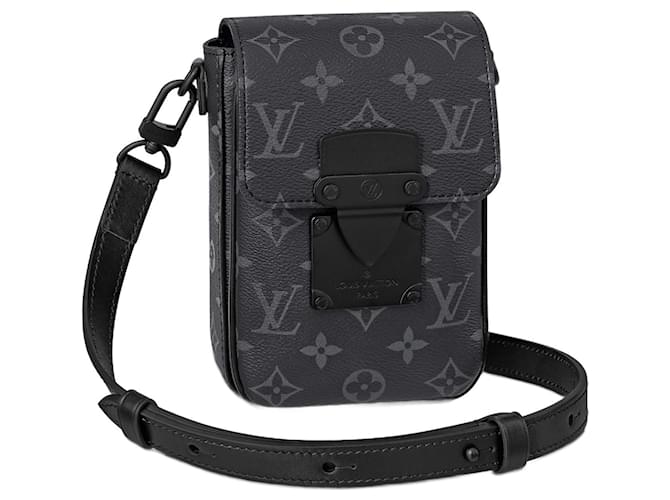 Louis Vuitton Portefeuille portable vertical LV S Lock Toile Noir  ref.915576