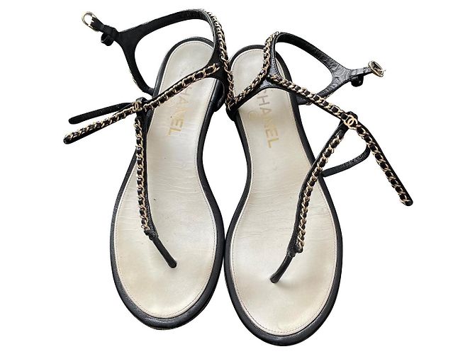 Chanel Sandalen Schwarz