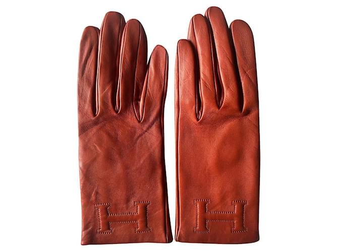 Hermès Gloves Brown Leather  ref.915586