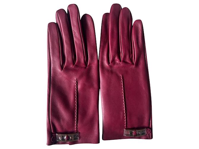 Hermès Gloves Pink Leather  ref.915587