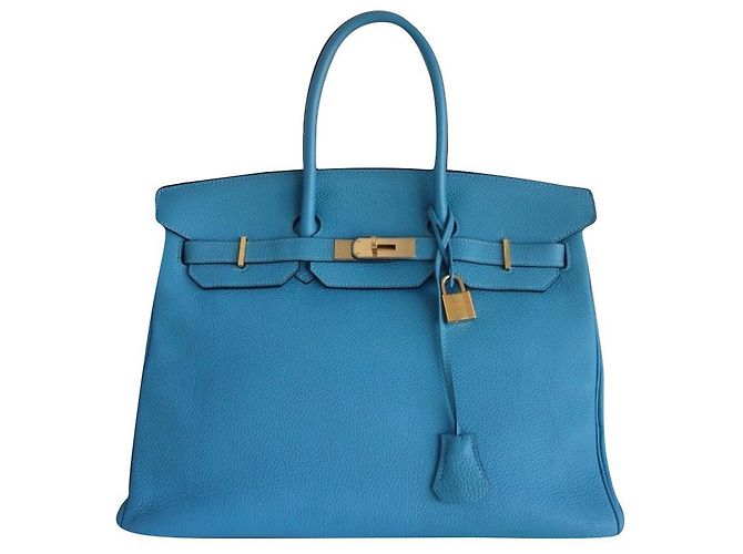 Hermès Birkin 35 sac à main en cuir bleu clair
