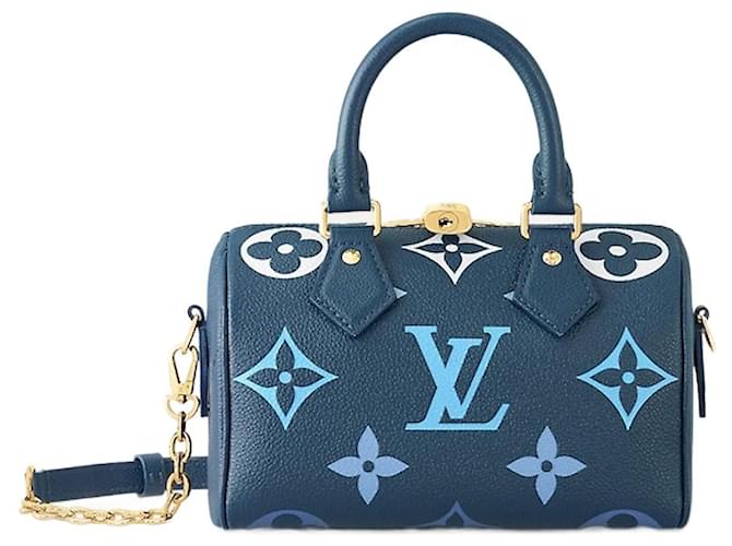Louis Vuitton LV speedy 20 cuero azul  ref.915630