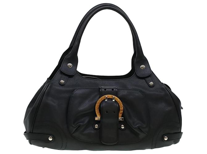 Salvatore Ferragamo Shoulder Bag Safiano leather Black DY-21 6305 Auth cl518  ref.915689