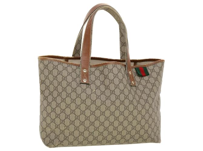 GUCCI GG Canvas Web Sherry Line Hand Bag PVC Leather Beige Red 211134 Auth 41684 Green  ref.915698
