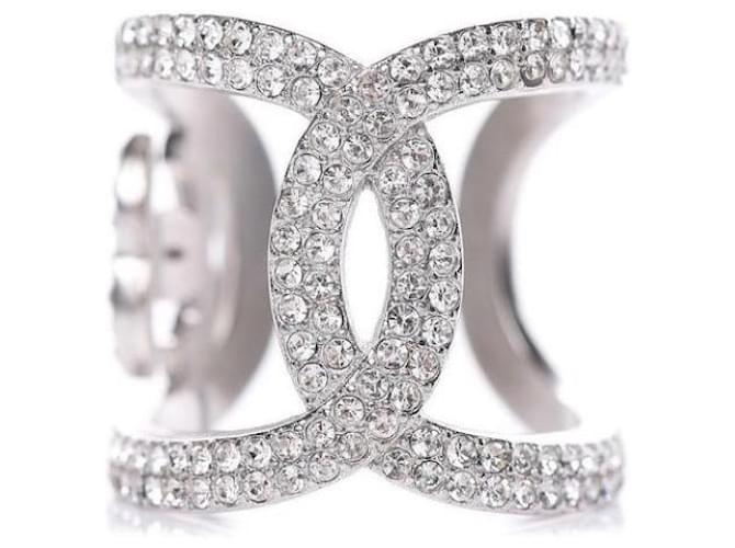 Chanel crystal interlocking 2016, 16S Ring sz 53 Silver hardware