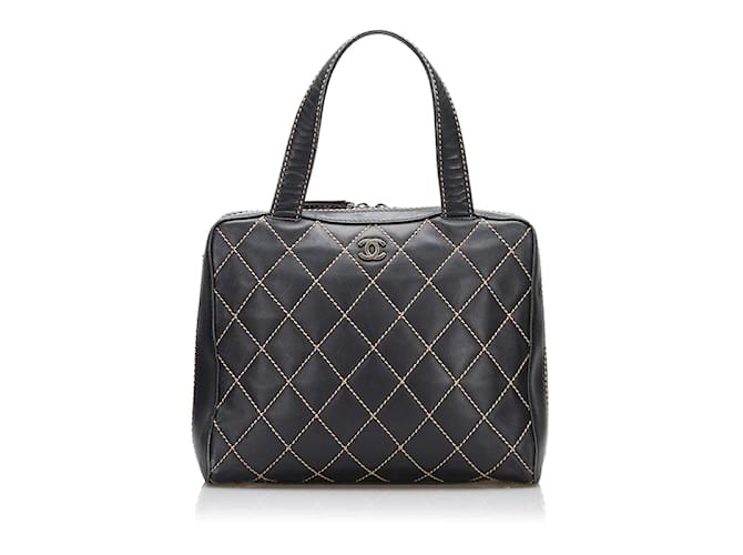 Chanel CC-Wildstich-Handtasche Schwarz Leder  ref.915830