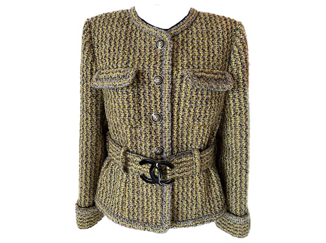 Chanel CC Belt Lesage Tweed Jacket Yellow ref.915885 - Joli Closet