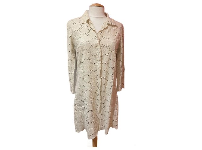 Casaco Gerard Darel Creme em Bordado Inglês e Rami Cru