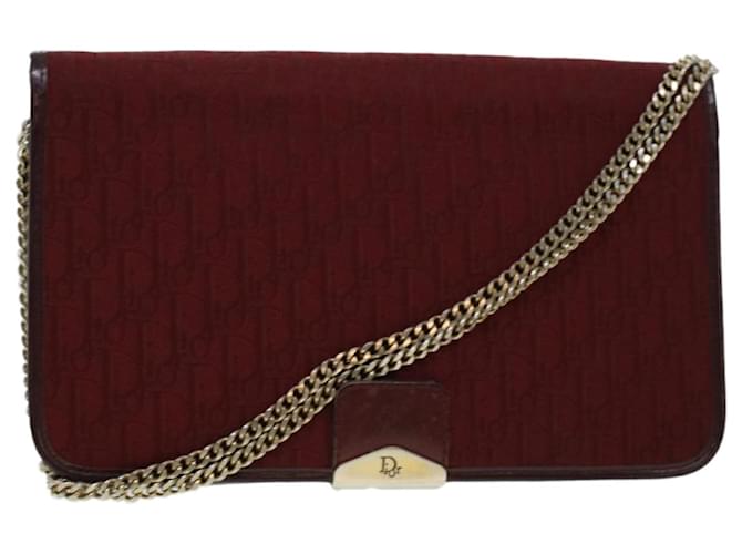 Christian Dior Trotter Canvas Chain Shoulder Bag Red Auth rd4917  ref.915940