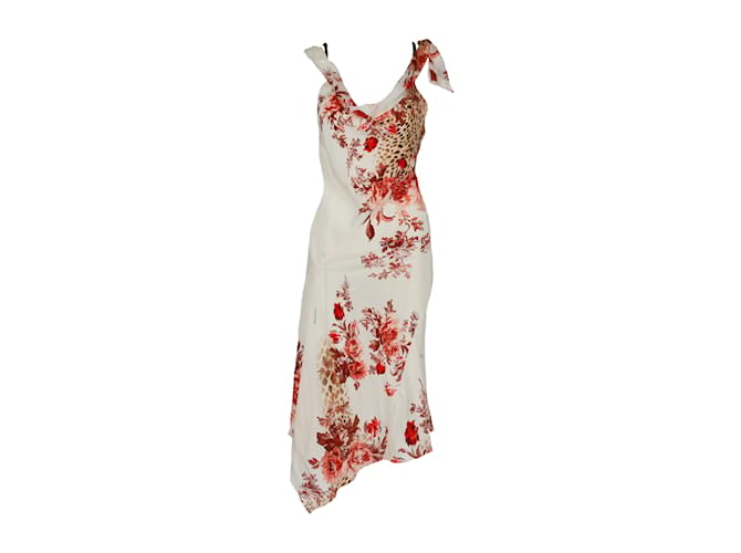 Roberto Cavalli Floral and Leopard Print Braided Strap Dress Multiple colors Silk  ref.915966