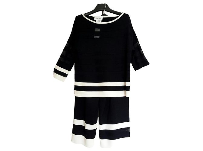 Completo pantalone Joseph Ribkoff blu navy e bianco viscosa