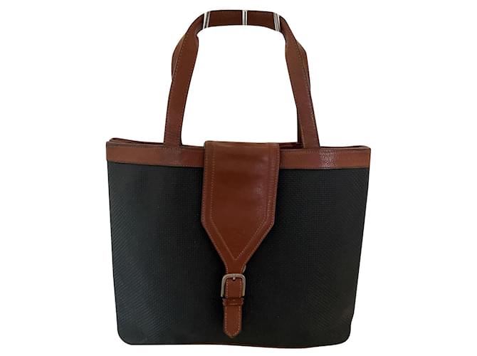 Sac cabas Yves Saint Laurent en toile noir 