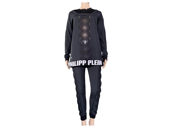 Completo pantalone Philipp Plein nero e bianco in poliammide