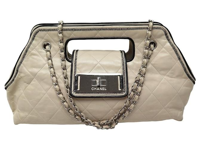 CHANEL East West Accordion Flap Quilted Calfskin Leather Shoulder Bag