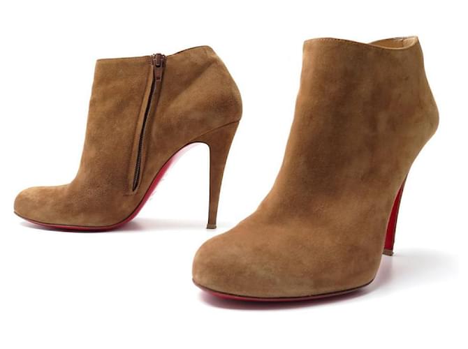 CHRISTIAN LOUBOUTIN SHOES BELLE ANKLE BOOTS 100 41 BROWN SUEDE BOOTS  ref.916059