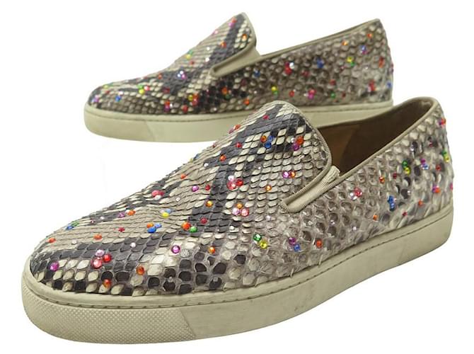 NEW CHRISTIAN LOUBOUTIN ROLLER BOAT STRASS SHOES 38.5 SLIPPERS