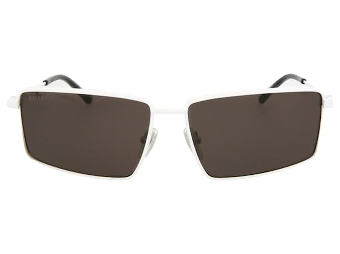 Óculos de sol de armação quadrada de metal Balenciaga Branco  ref.916409