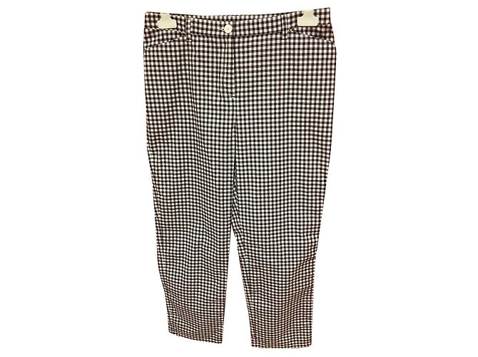 Autre Marque Agnès b Hose Schwarz-Weiß Gingham Baumwolle Größe 40