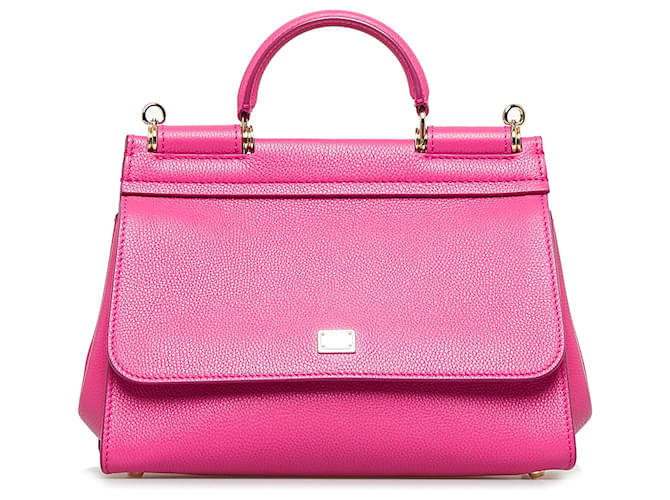 Dolce & Gabbana Pink Leather Regular Miss Sicily Top Handle Bag