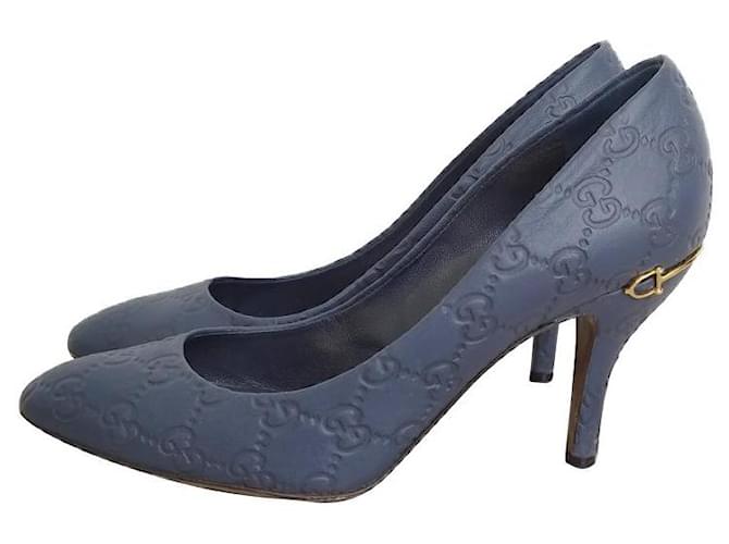Gucci Heels Blue Leather  ref.916759