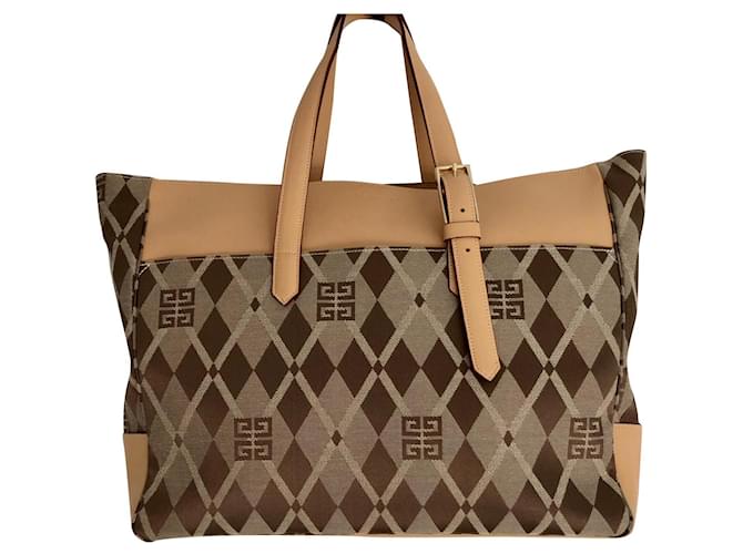 Givenchy Handbags Brown Beige Leather Cloth  ref.916769