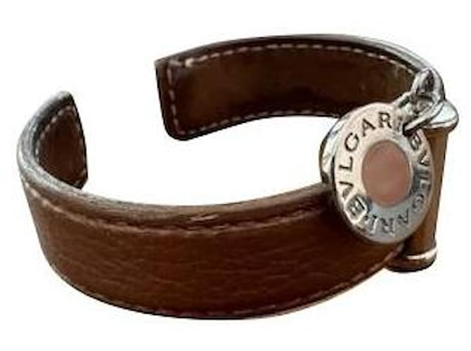 Bulgari-Armband Braun Leder  ref.916859